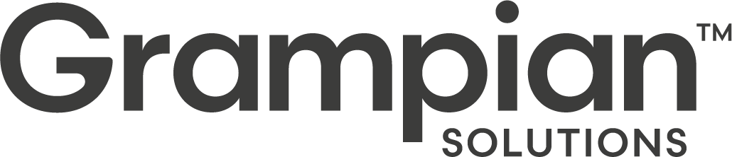 Black and white logo displaying bold text "Grampian" with "SOLUTIONS" underneath in smaller font, conveying professionalism and simplicity.